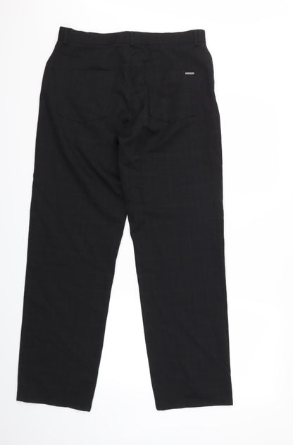 NEXT Mens Black Check  Trousers  Size 34 in L28 in