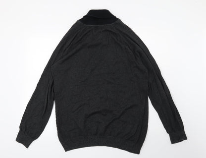 F&F Mens Grey Striped  Pullover Jumper Size L