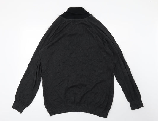 F&F Mens Grey Striped  Pullover Jumper Size L