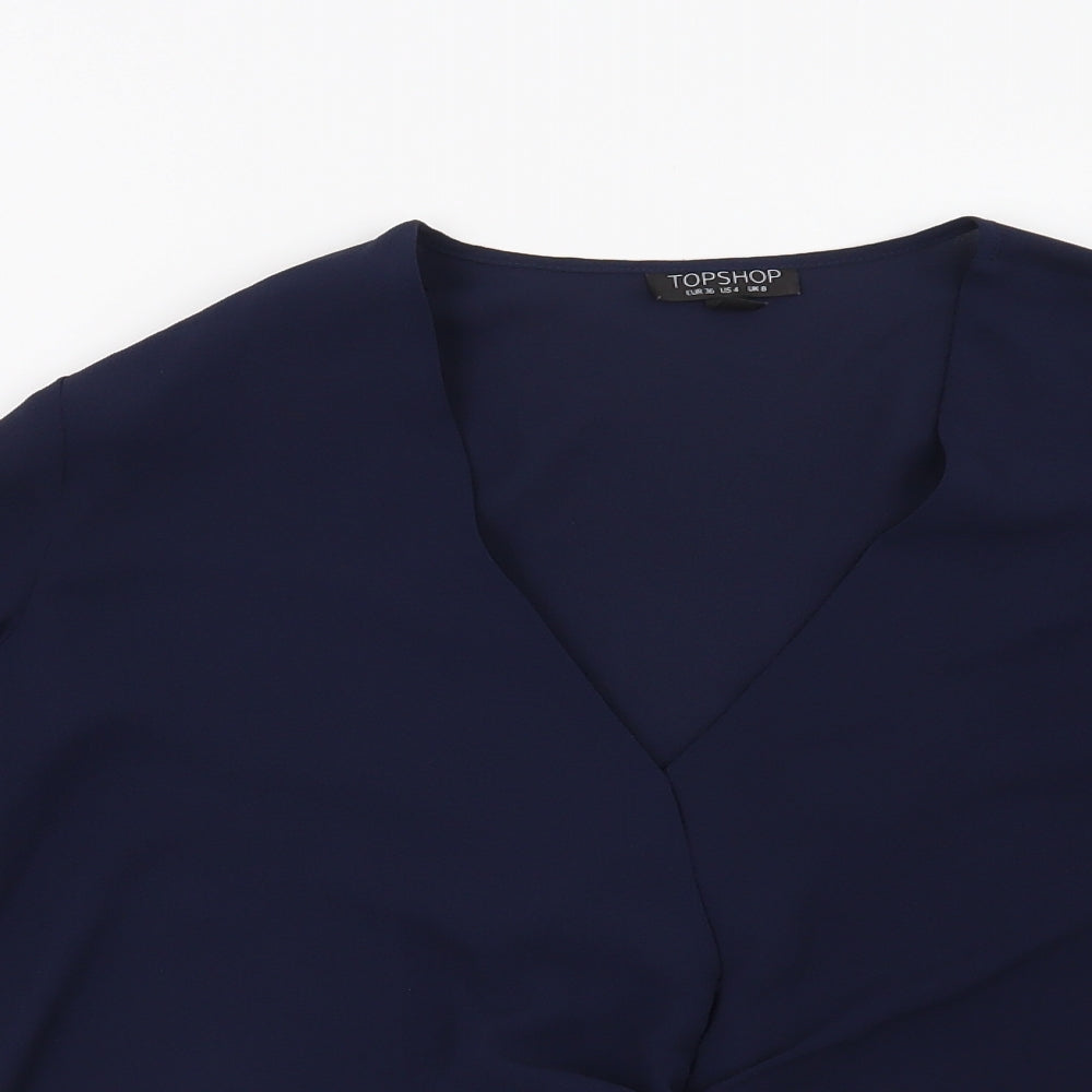 Womens UK Size 8 Topshop Blue Basic Blouse