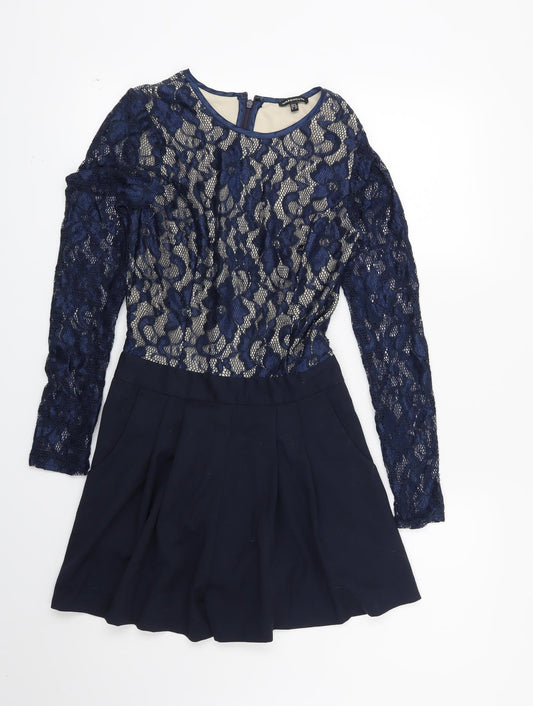 Warehouse Womens Blue Floral  Playsuit One-Piece Size 8