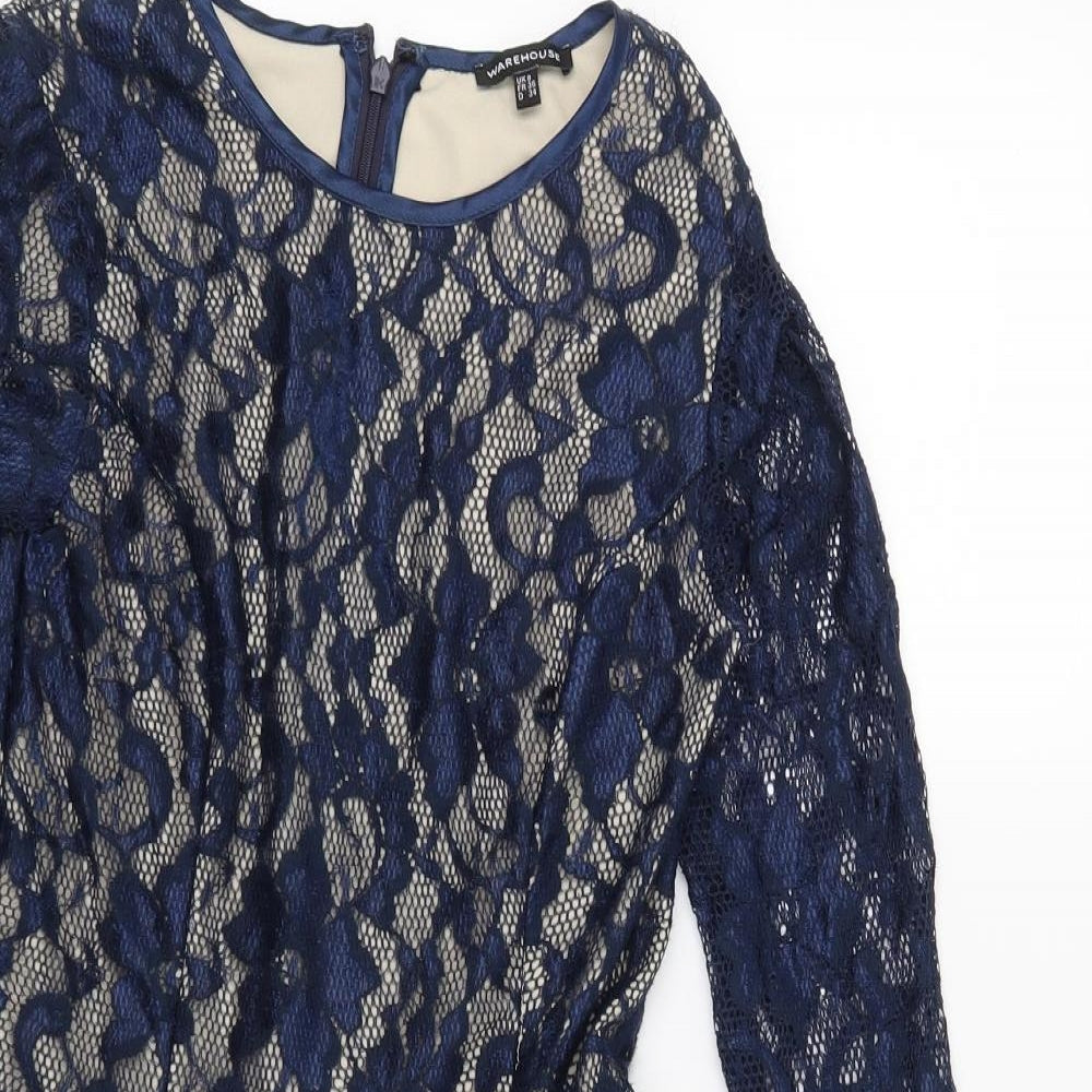 Warehouse Womens Blue Floral  Playsuit One-Piece Size 8