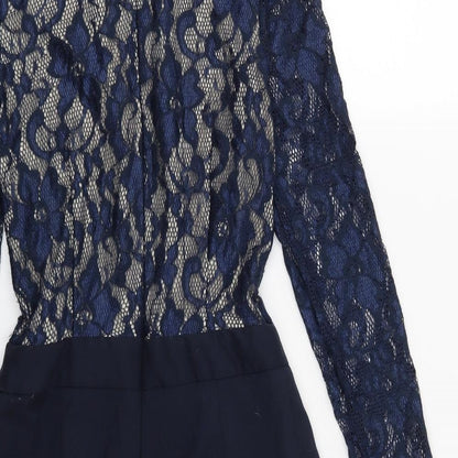 Warehouse Womens Blue Floral  Playsuit One-Piece Size 8