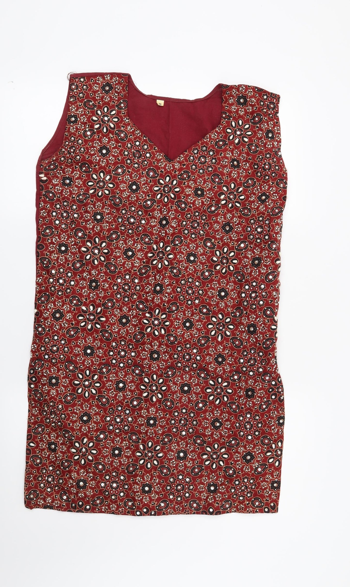 Womens UK Size M Preworn Red Tunic Blouse