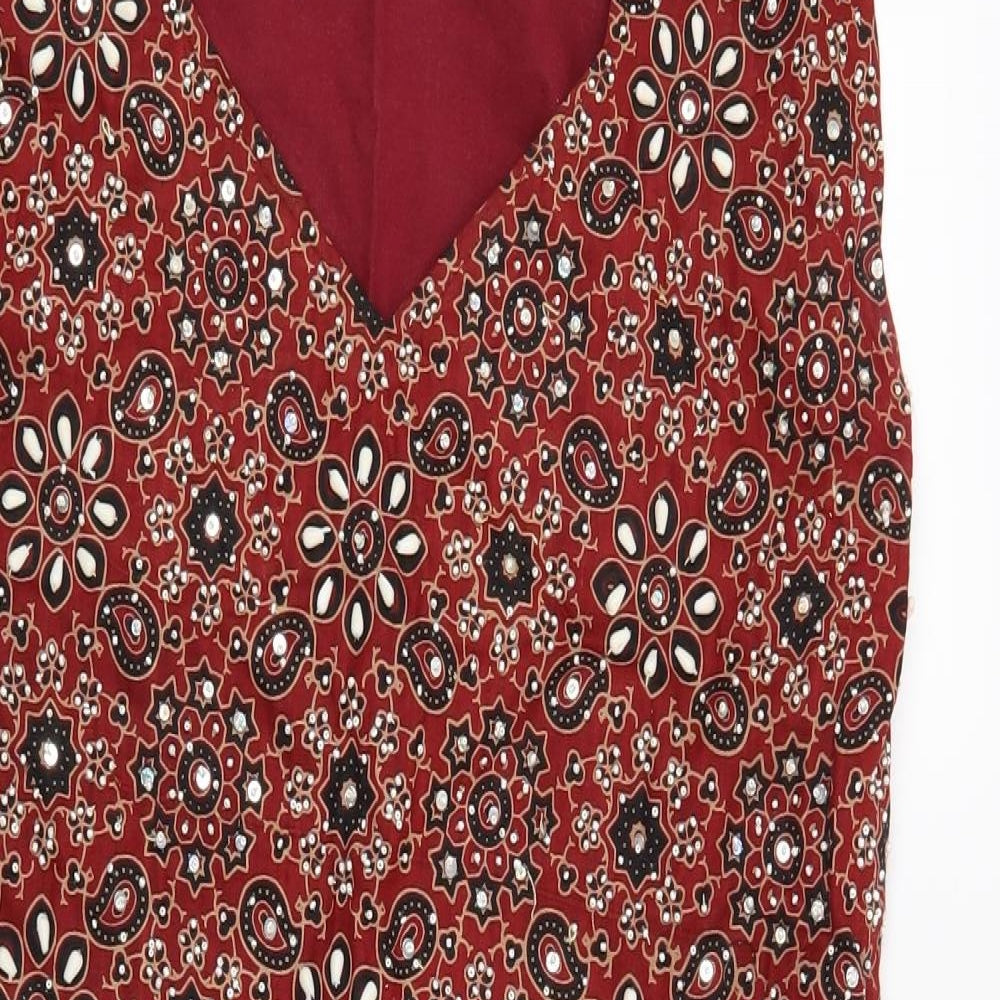 Womens UK Size M Preworn Red Tunic Blouse