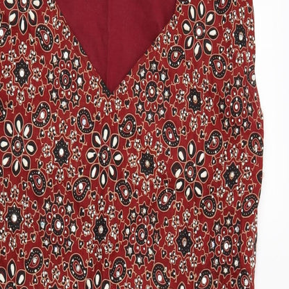 Womens UK Size M Preworn Red Tunic Blouse