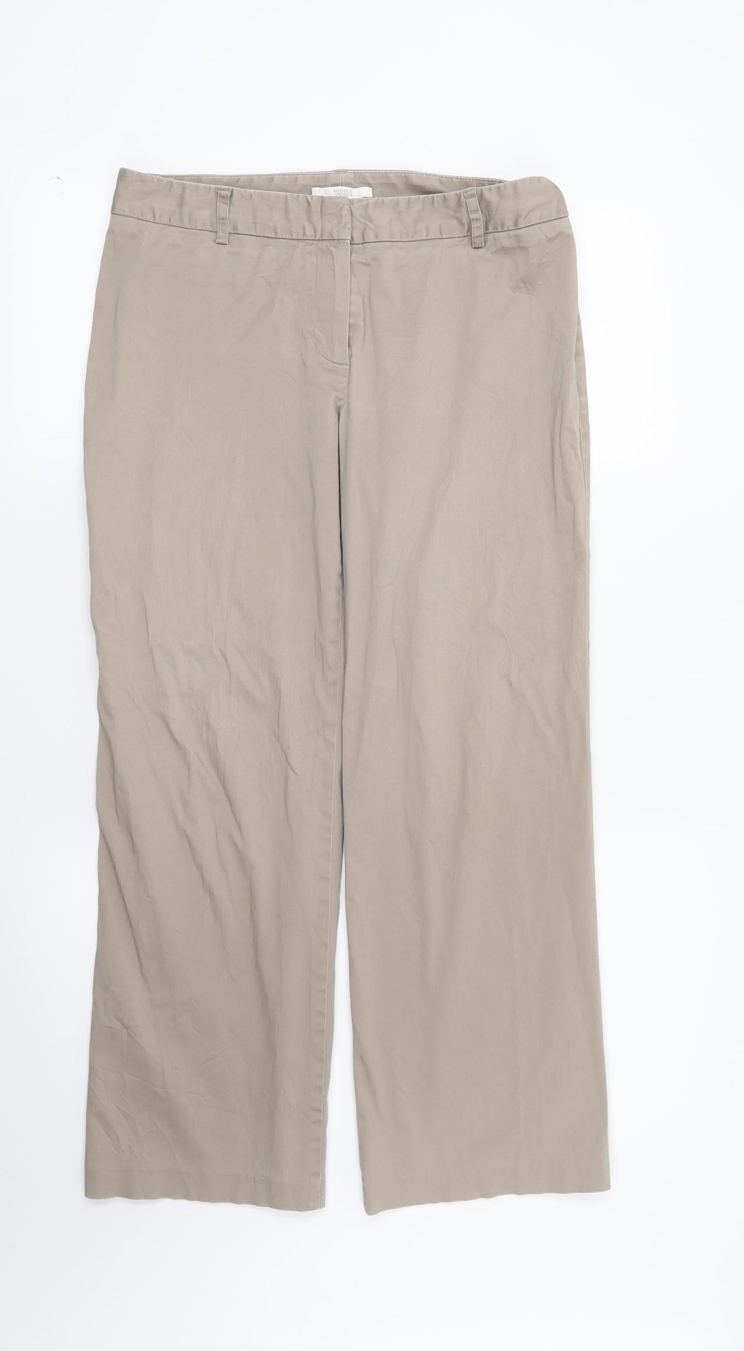 Womens UK Size 12 Marks and Spencer Regular Fit  Beige Trousers