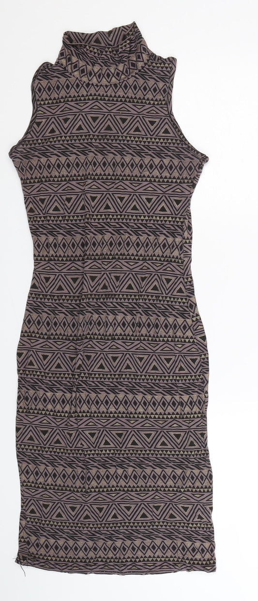 Club L Womens Grey Geometric  Bodycon  Size 8