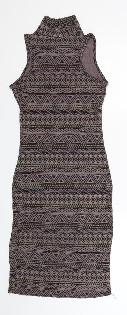 Club L Womens Grey Geometric  Bodycon  Size 8