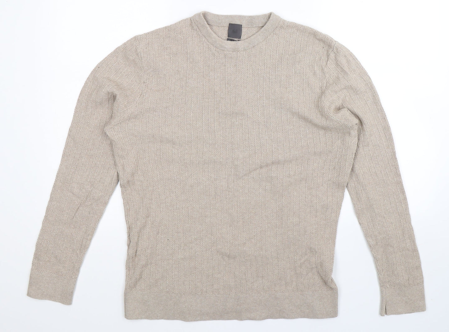 H&M Mens Grey  Knit Pullover Jumper Size S