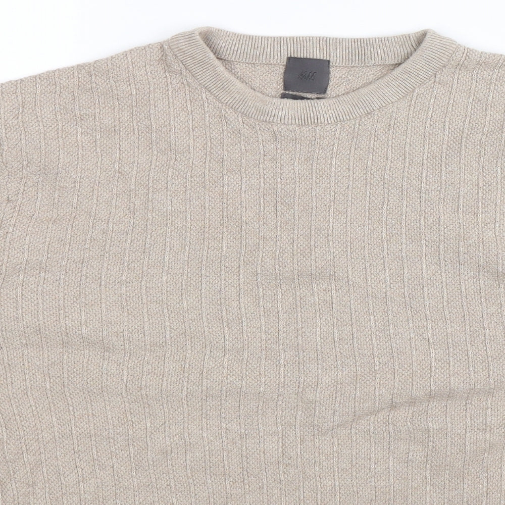 H&M Mens Grey  Knit Pullover Jumper Size S