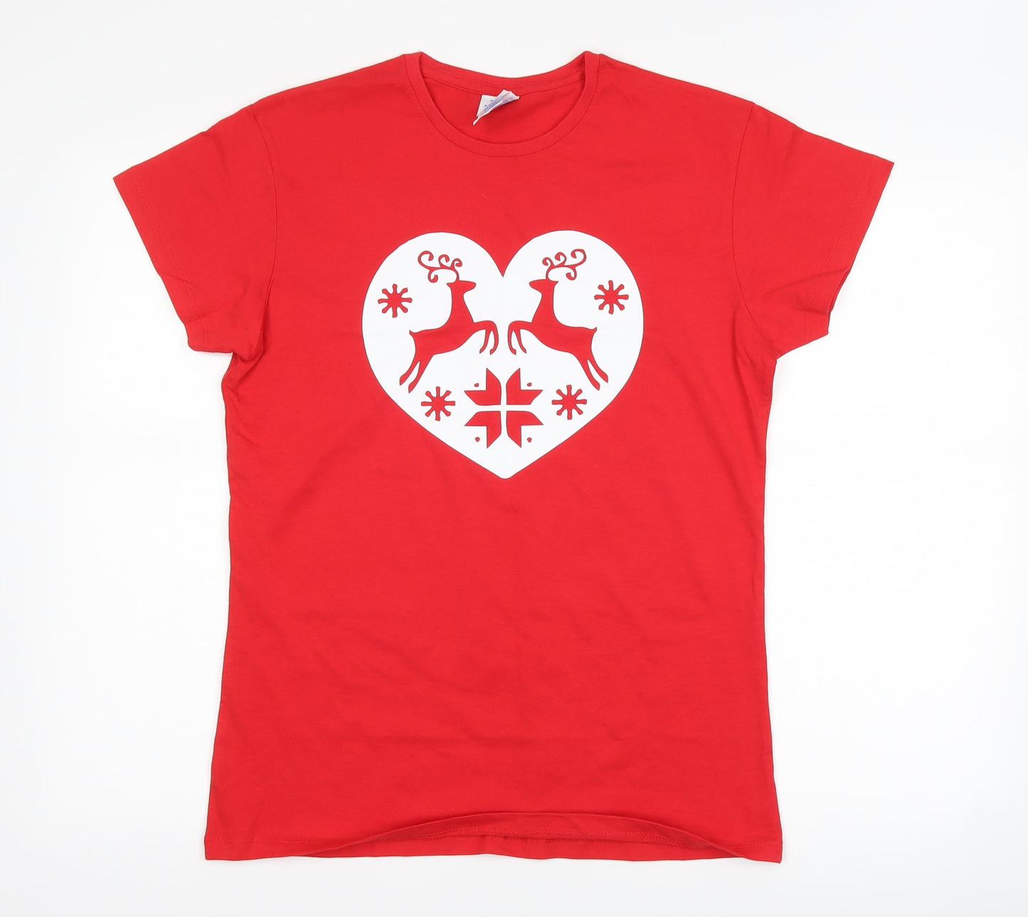 Womens UK Size 2XL JHK Red Basic T-Shirt