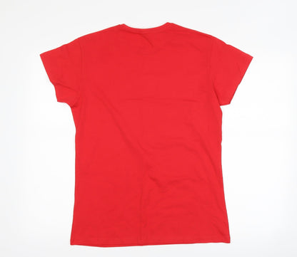 Womens UK Size 2XL JHK Red Basic T-Shirt