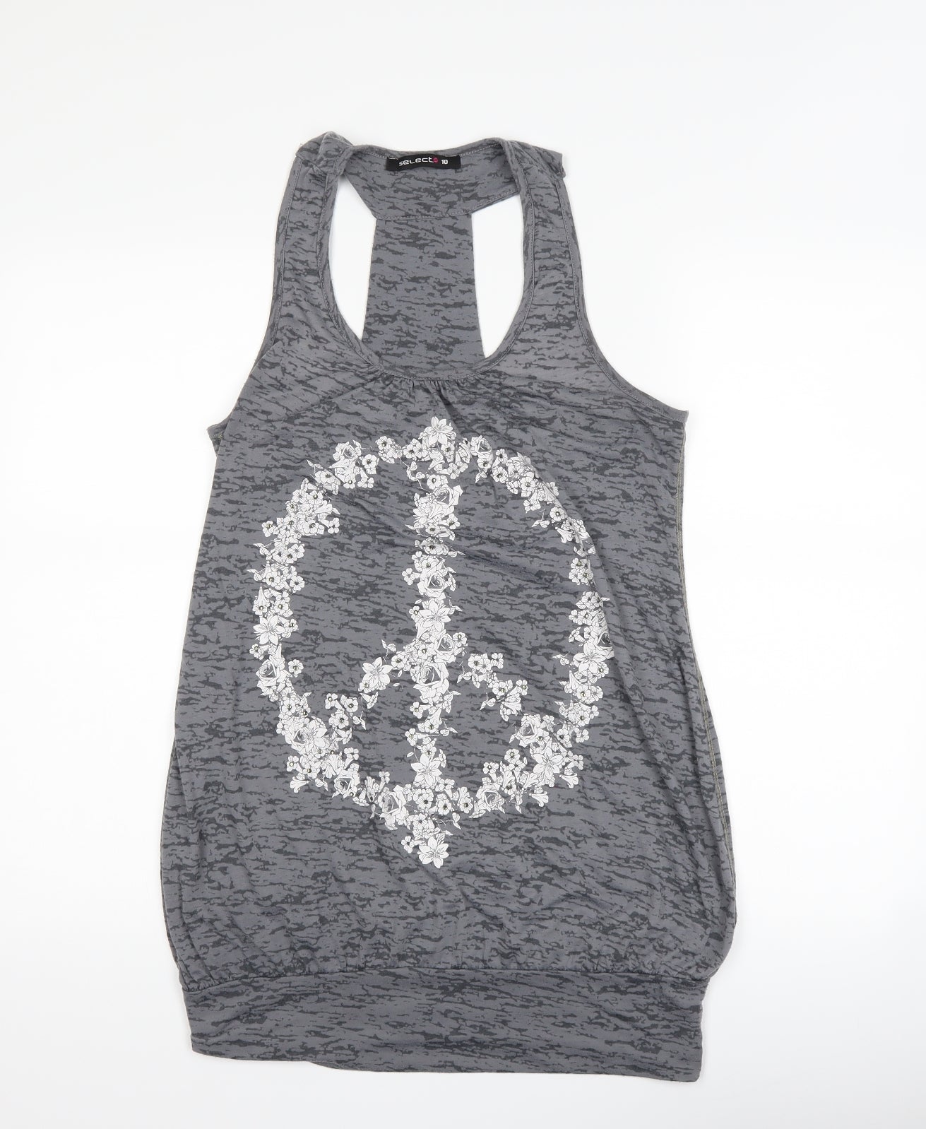 Select Womens Grey   Basic Tank Size 10  - peace