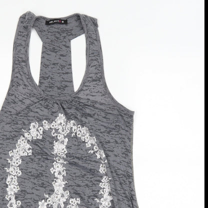Select Womens Grey   Basic Tank Size 10  - peace