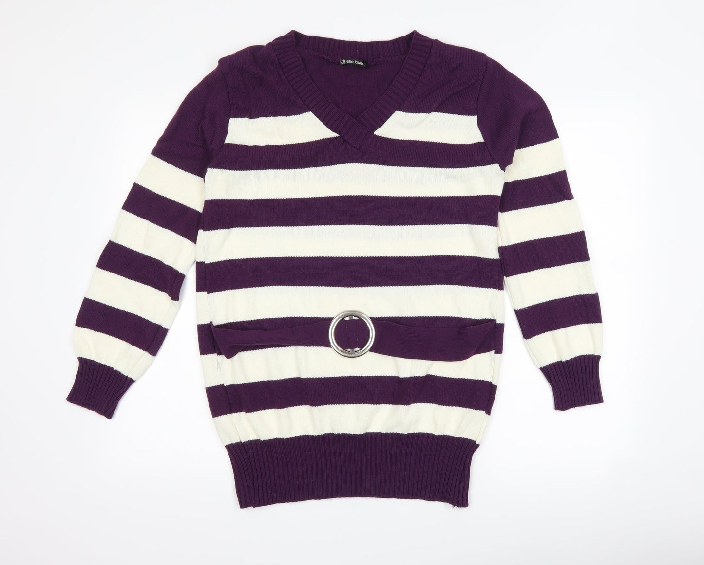 Ellie Louise Womens Purple Striped  Pullover Jumper Size L