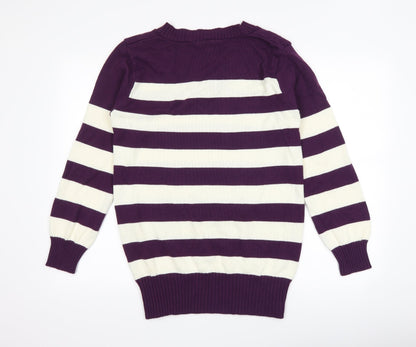 Ellie Louise Womens Purple Striped  Pullover Jumper Size L