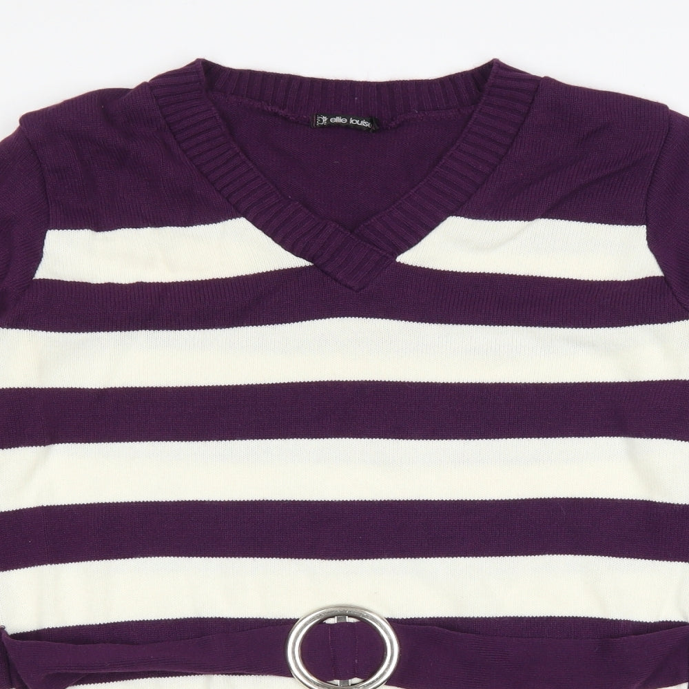 Ellie Louise Womens Purple Striped  Pullover Jumper Size L