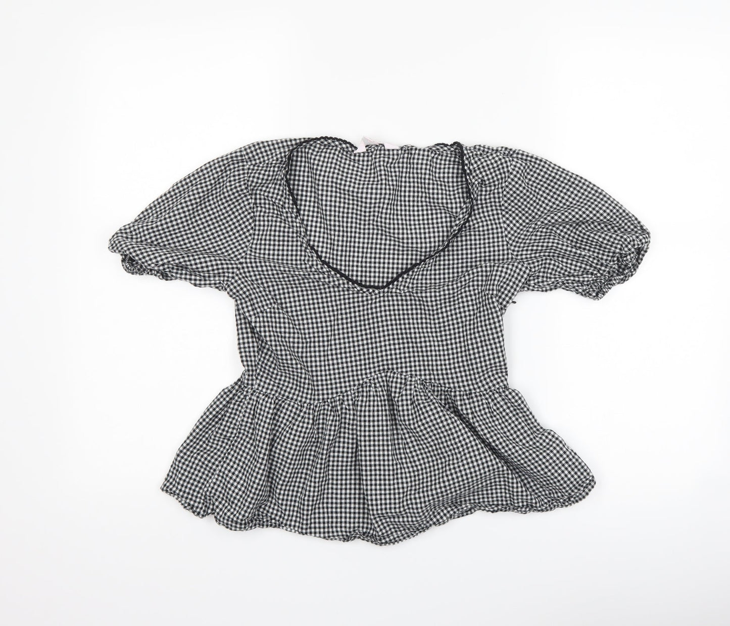 Miss Selfridge Womens Black Check  Basic T-Shirt Size 8