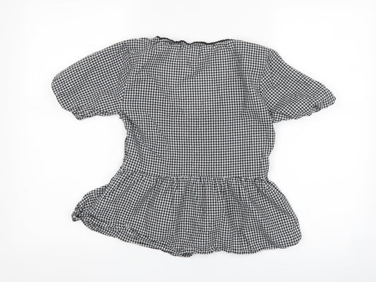 Miss Selfridge Womens Black Check  Basic T-Shirt Size 8