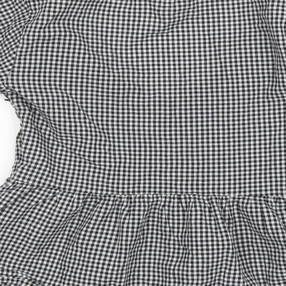 Miss Selfridge Womens Black Check  Basic T-Shirt Size 8