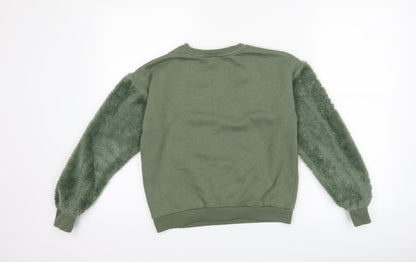 Girls Destination Girls Green Animal Print  Pullover Sweatshirt Size 11-12 Years