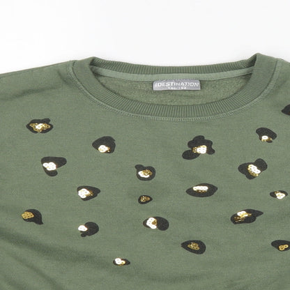 Girls Destination Girls Green Animal Print  Pullover Sweatshirt Size 11-12 Years