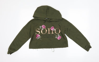 New Look Girls Green Floral  Pullover Hoodie Size 10-11 Years  - cropped