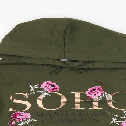 New Look Girls Green Floral  Pullover Hoodie Size 10-11 Years  - cropped