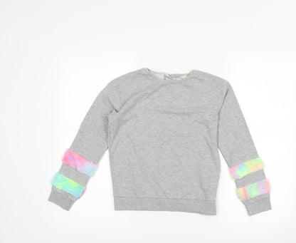 Matalan Girls Grey Striped  Pullover Sweatshirt Size 10 Years