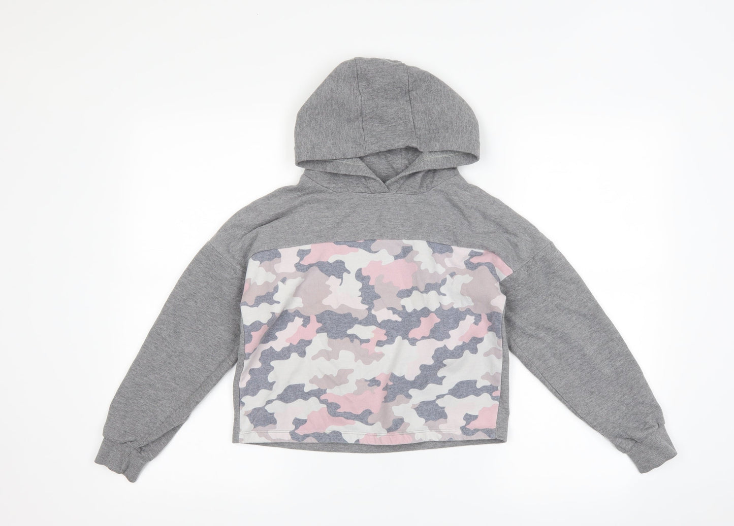 F&F Girls Grey Camouflage  Pullover Hoodie Size 9-10 Years
