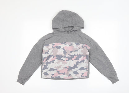 F&F Girls Grey Camouflage  Pullover Hoodie Size 9-10 Years