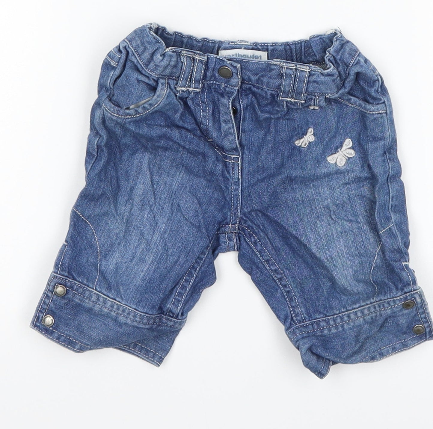 Vertbaudet Girls Blue  Denim Capri Jeans Size 18-24 Months