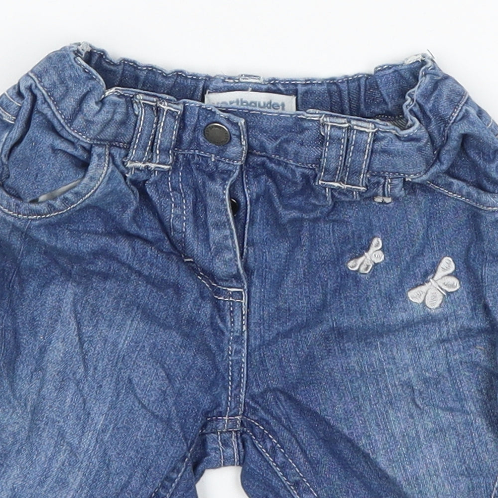 Vertbaudet Girls Blue  Denim Capri Jeans Size 18-24 Months