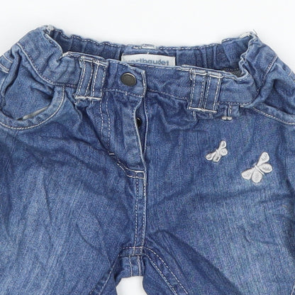 Vertbaudet Girls Blue  Denim Capri Jeans Size 18-24 Months