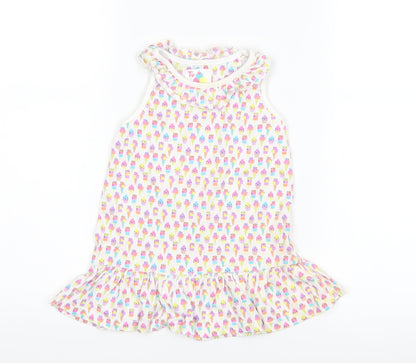 TU Girls White   Tank Dress  Size 12-18 Months  - Ice Cream