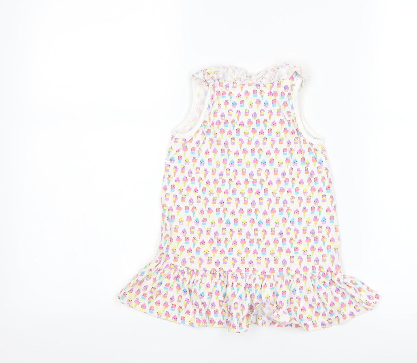 TU Girls White   Tank Dress  Size 12-18 Months  - Ice Cream