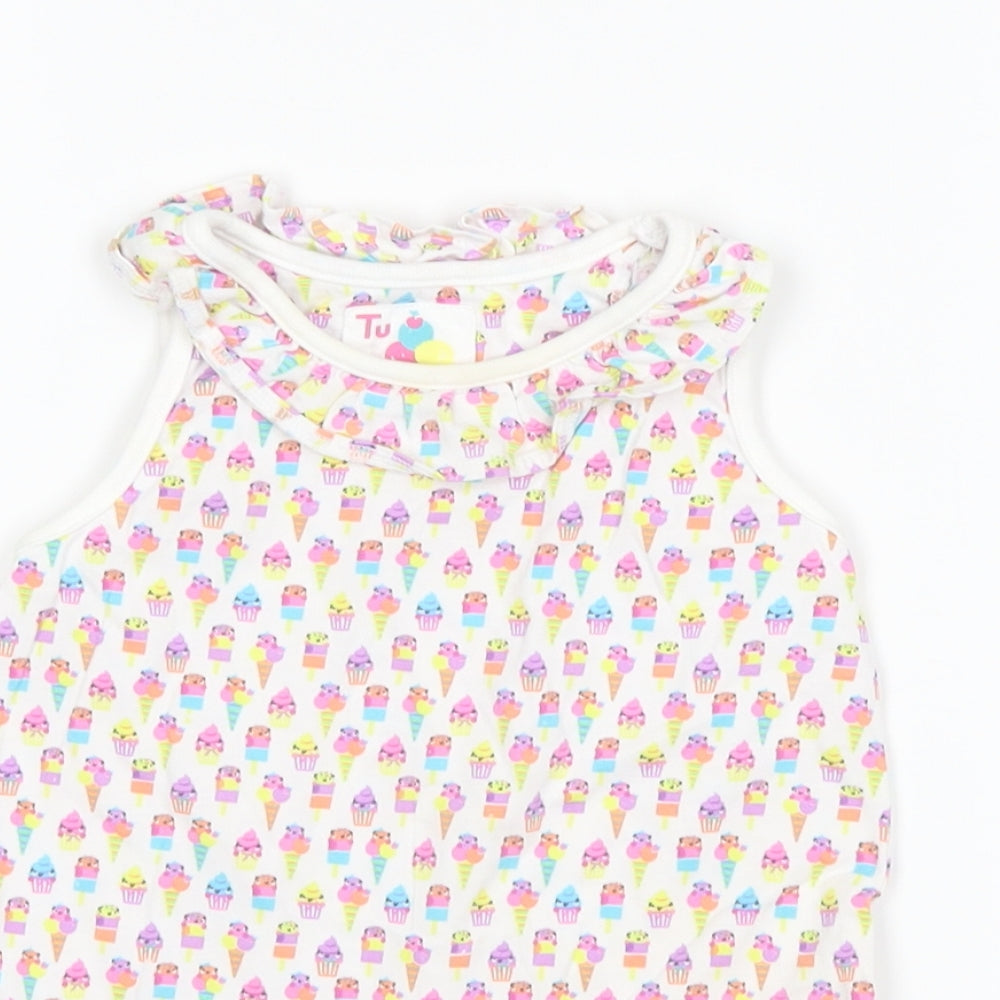 TU Girls White   Tank Dress  Size 12-18 Months  - Ice Cream