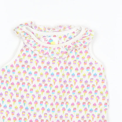 TU Girls White   Tank Dress  Size 12-18 Months  - Ice Cream