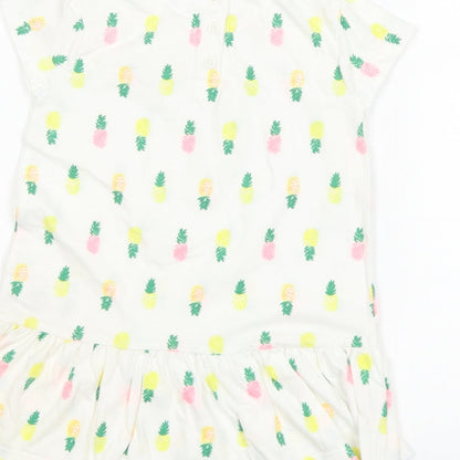 F&F Girls White   T-Shirt Dress  Size 12-18 Months  - Pineapple print