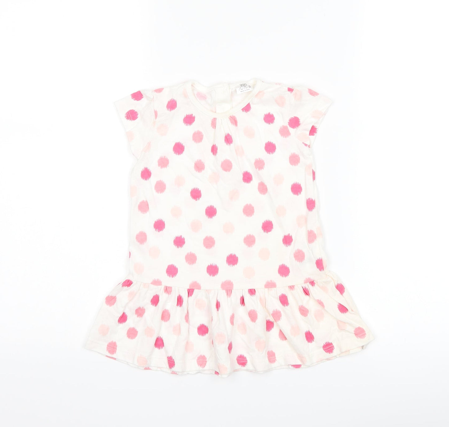 F&F Girls White Polka Dot  T-Shirt Dress  Size 12-18 Months
