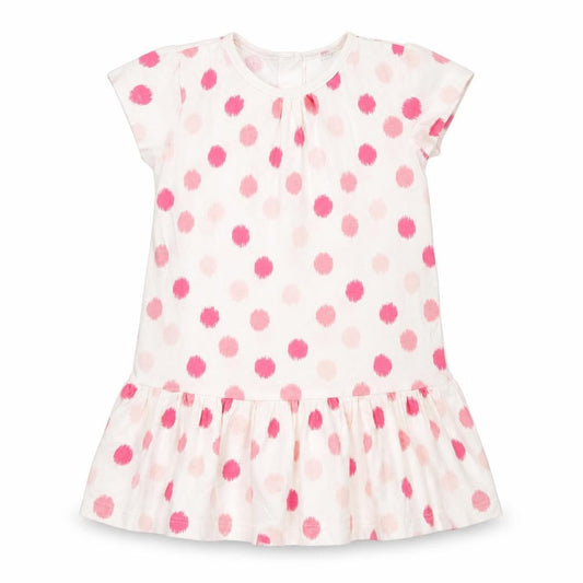 F&F Girls White Polka Dot  T-Shirt Dress  Size 12-18 Months