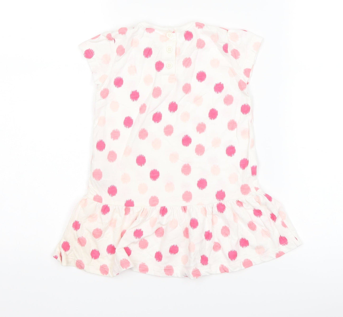 F&F Girls White Polka Dot  T-Shirt Dress  Size 12-18 Months