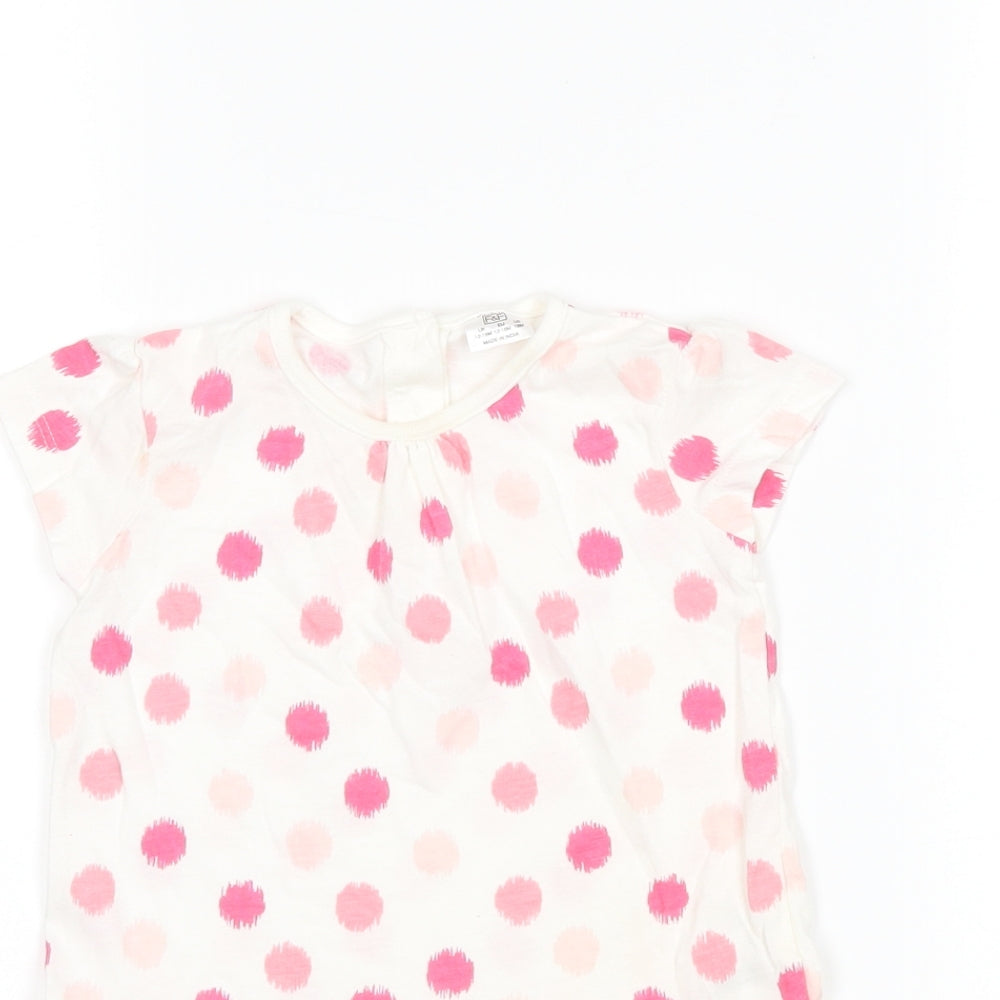 F&F Girls White Polka Dot  T-Shirt Dress  Size 12-18 Months