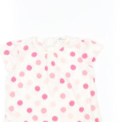 F&F Girls White Polka Dot  T-Shirt Dress  Size 12-18 Months