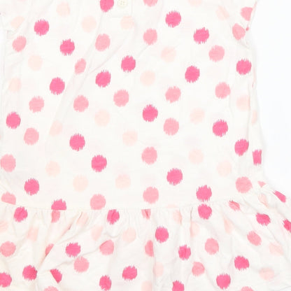 F&F Girls White Polka Dot  T-Shirt Dress  Size 12-18 Months