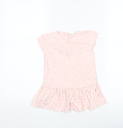 F&F Girls Pink Polka Dot  T-Shirt Dress  Size 12-18 Months