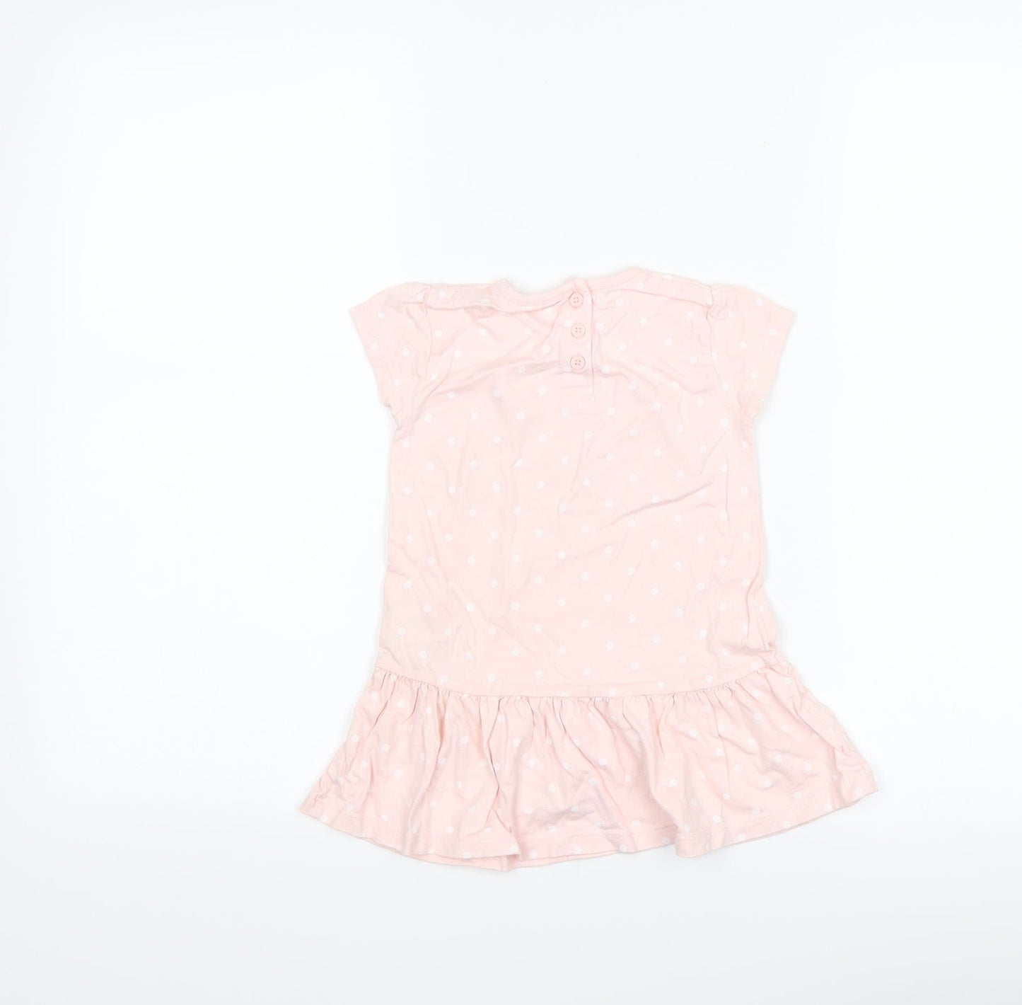 F&F Girls Pink Polka Dot  T-Shirt Dress  Size 12-18 Months