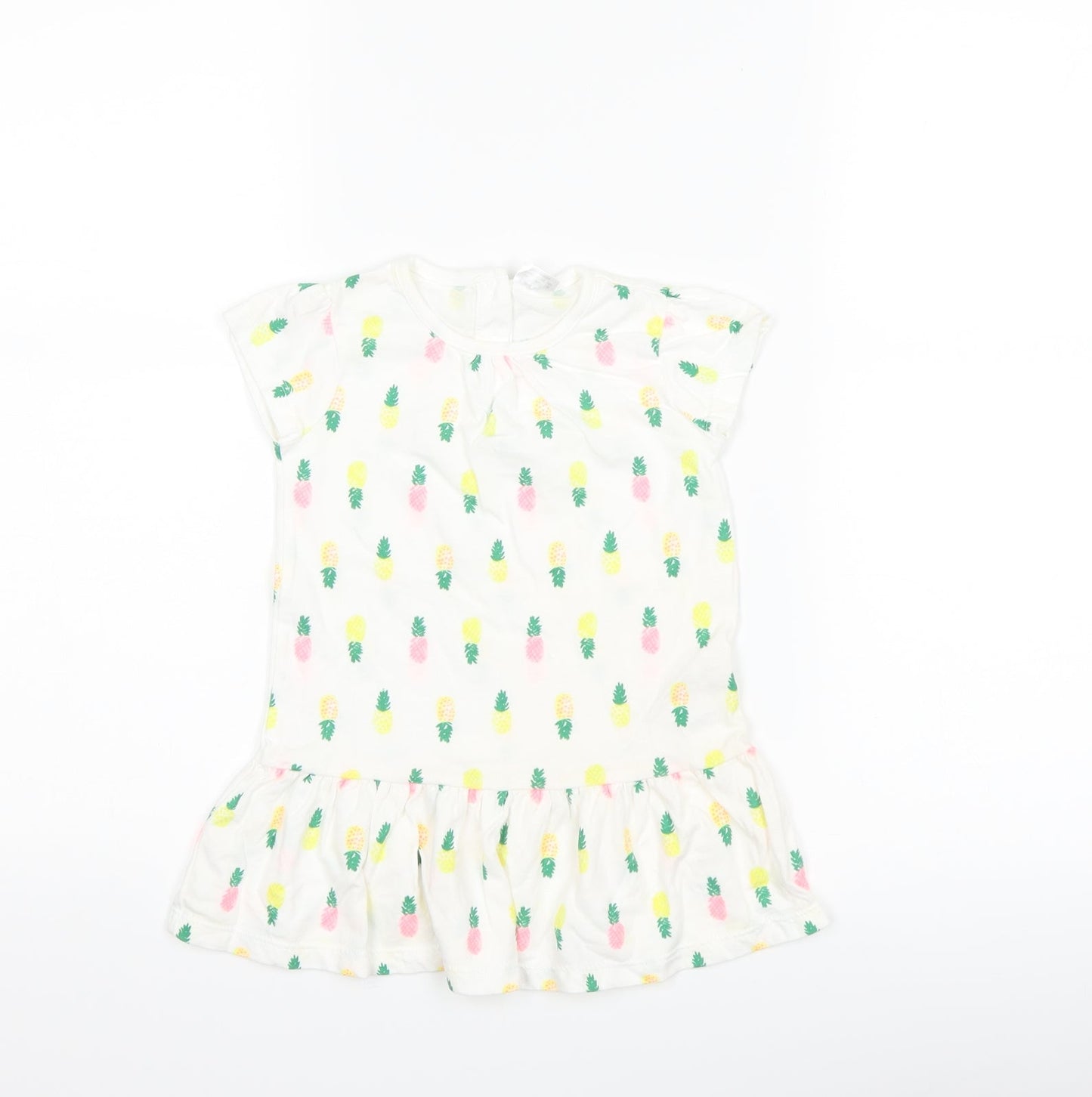 F&F Girls White   T-Shirt Dress  Size 12-18 Months  - Pineapple print