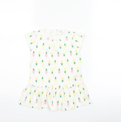 F&F Girls White   T-Shirt Dress  Size 12-18 Months  - Pineapple print